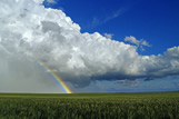 Cumulonimbus clouds and rainbow near Lake Alma
