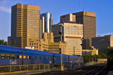 Via rail cars, Winnipeg skyline